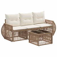 vidaXL Trädgårdsoffset 4 pcs Beige och krämvit konstrotting