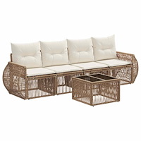 vidaXL Trädgårdsoffset 5 pcs Beige och krämvit konstrotting