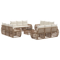 vidaXL Trädgårdsoffset 13 pcs Beige och krämvit konstrotting