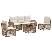 vidaXL Trädgårdsoffset 6 pcs Beige och krämvit konstrotting
