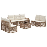 vidaXL Trädgårdsoffset 8 pcs Beige och krämvit konstrotting