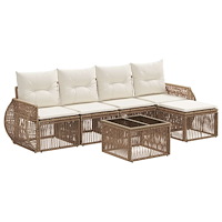 vidaXL Trädgårdsoffset 6 pcs Beige och krämvit konstrotting
