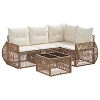 vidaXL Trädgårdsoffset 5 pcs Beige och krämvit konstrotting