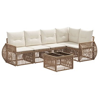 vidaXL Trädgårdsoffset 6 pcs Beige och krämvit konstrotting