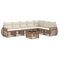 vidaXL Trädgårdsoffset 8 pcs Beige och krämvit konstrotting