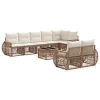 vidaXL Trädgårdsoffset 9 pcs Beige och krämvit konstrotting