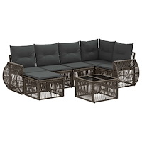 vidaXL Trädgårdsoffset 7 pcs Grå och mörkgrå konstrotting