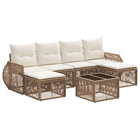 vidaXL Trädgårdsoffset 7 pcs Beige och krämvit konstrotting