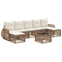 vidaXL Trädgårdsoffset 8 pcs Beige och krämvit konstrotting