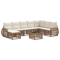 vidaXL Trädgårdsoffset 9 pcs Beige och krämvit konstrotting