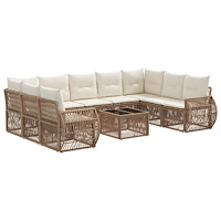 vidaXL Trädgårdsoffset 10 pcs Beige och krämvit konstrotting