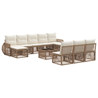 vidaXL Trädgårdsoffset 11 pcs Beige och krämvit konstrotting