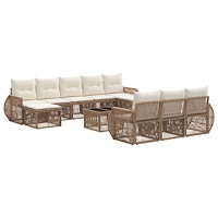 vidaXL Trädgårdsoffset 11 pcs Beige och krämvit konstrotting