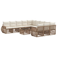 vidaXL Trädgårdsoffset 12 pcs Beige och krämvit konstrotting