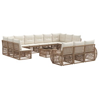 vidaXL Trädgårdsoffset 14 pcs Beige och krämvit konstrotting