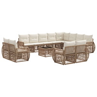 vidaXL Trädgårdsoffset 13 pcs Beige och krämvit konstrotting