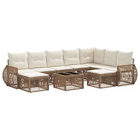 vidaXL Trädgårdsoffset 10 pcs Beige konstrotting