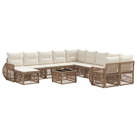 vidaXL Trädgårdsoffset 12 pcs Beige konstrotting