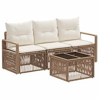 vidaXL Trädgårdsoffset 4 pcs Beige konstrotting