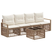 vidaXL Trädgårdsoffset 5 pcs Beige konstrotting