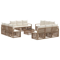 vidaXL Trädgårdsoffset 13 pcs Beige konstrotting