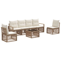 vidaXL Trädgårdsoffset 7 pcs Beige konstrotting