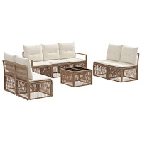 vidaXL Trädgårdsoffset 8 pcs Beige konstrotting