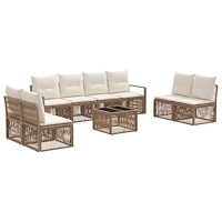 vidaXL Trädgårdsoffset 9 pcs Beige konstrotting