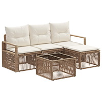 vidaXL Trädgårdsoffset 5 pcs Beige konstrotting