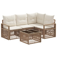 vidaXL Trädgårdsoffset 5 pcs Beige konstrotting