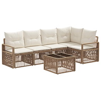 vidaXL Trädgårdsoffset 6 pcs Beige konstrotting