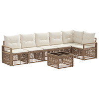 vidaXL Trädgårdsoffset 7 pcs Beige konstrotting