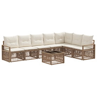 vidaXL Trädgårdsoffset 8 pcs Beige konstrotting