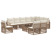 vidaXL Trädgårdsoffset 11 pcs Beige konstrotting