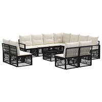vidaXL Trädgårdsoffset 12 pcs Svart konstrotting