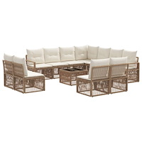 vidaXL Trädgårdsoffset 12 pcs Beige konstrotting