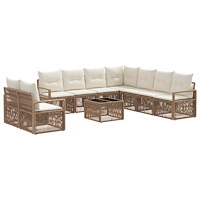 vidaXL Trädgårdsoffset 10 pcs Beige konstrotting
