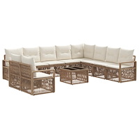 vidaXL Trädgårdsoffset 11 pcs Beige konstrotting