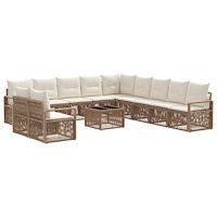 vidaXL Trädgårdsoffset 12 pcs Beige konstrotting
