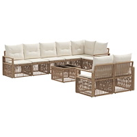 vidaXL Trädgårdsoffset 9 pcs Beige konstrotting