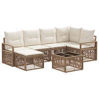 vidaXL Trädgårdsoffset 7 pcs Beige konstrotting