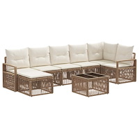 vidaXL Trädgårdsoffset 8 pcs Beige konstrotting