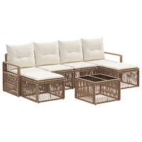 vidaXL Trädgårdsoffset 7 pcs Beige konstrotting