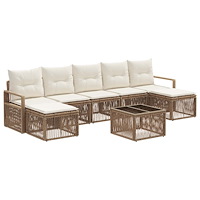 vidaXL Trädgårdsoffset 8 pcs Beige konstrotting