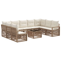 vidaXL Trädgårdsoffset 10 pcs Beige konstrotting