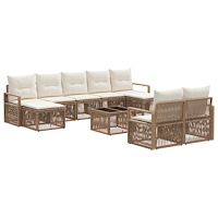 vidaXL Trädgårdsoffset 10 pcs Beige konstrotting