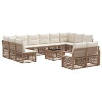 vidaXL Trädgårdsoffset 13 pcs Beige konstrotting