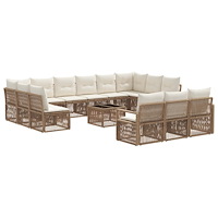 vidaXL Trädgårdsoffset 14 pcs Beige konstrotting