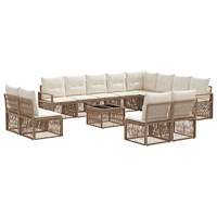 vidaXL Trädgårdsoffset 13 pcs Beige konstrotting