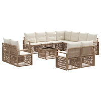 vidaXL Trädgårdsoffset 12 pcs Beige konstrotting
